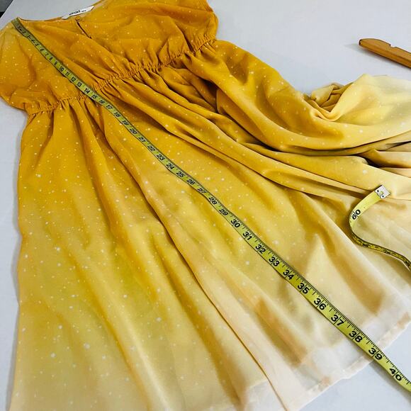 Eshakti Polka Dot Ombré Dolman Sleeve Dress Size M Medium Yellow Cream - Picture 6 of 7